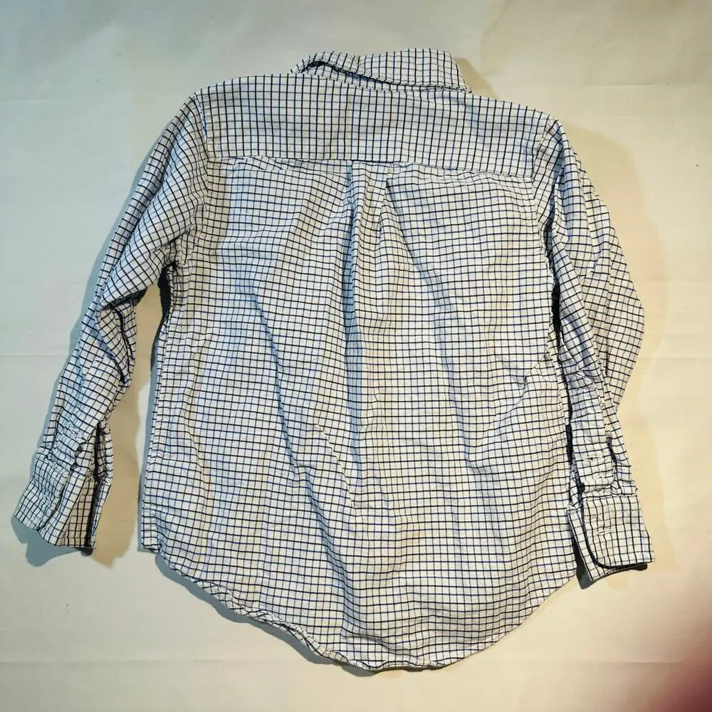 Ralph Lauren Blue & White Checkered Button Down Long Sleeve Top Sz 4/4t